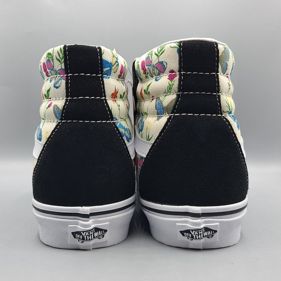 New Vans Sk8-Hi Top Butterfly Floral Marshmallow Black Suede Men's Size 12 - Picture 6 of 9